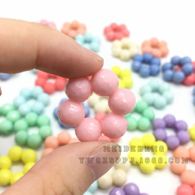 亚克力切面角珠六连珠圆圈头饰发绳配件材料DIY手作儿童项链手链