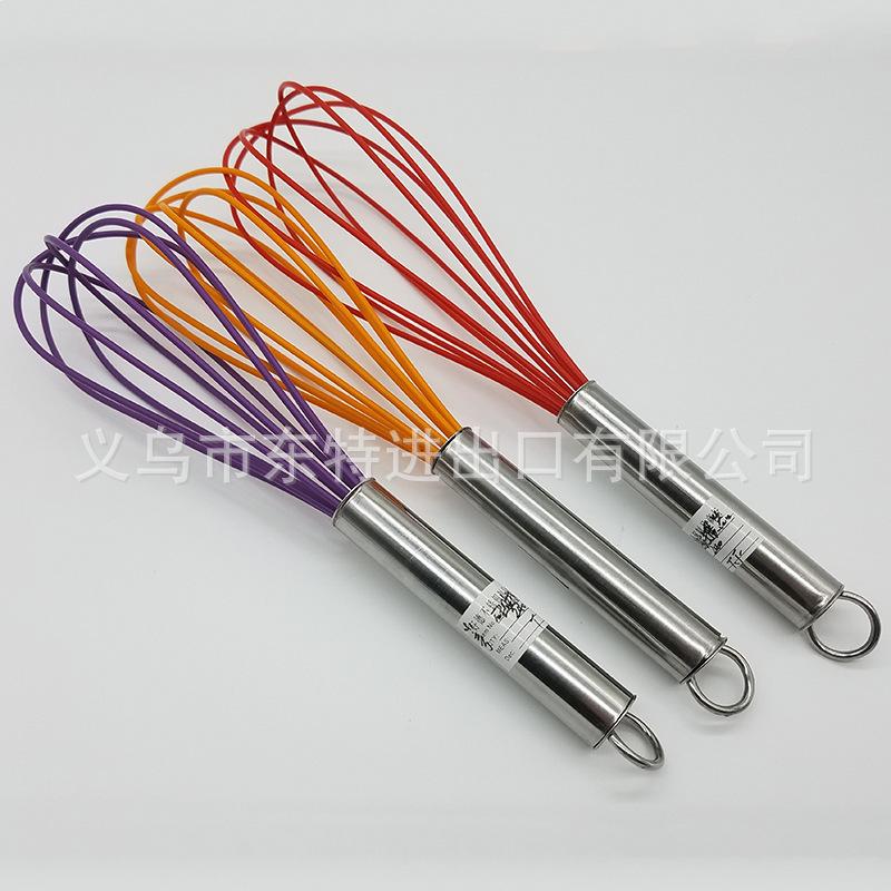 Wholesale of food-grade silicone stainless steel handle manual egg beaters, egg beaters and dough mixers for baking cakes Specification image