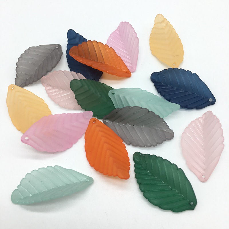 35mm frosted simulated acrylic plastic patterned leaf DIY ancient-style handcrafted hair accessory earrings material