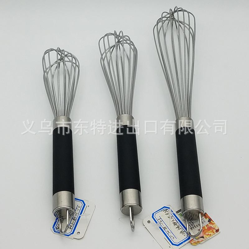 Factory direct sales of stainless steel egg beaters, high-end baking supplies, rubber-coated plastic handles, 8-line manual egg beaters Specification image