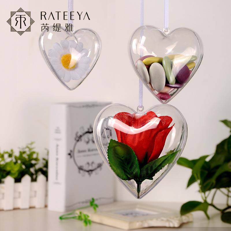 A large quantity of heart-shaped transparent Christmas balls, PS plastic balls, scene decoration, macaron plastic balls, high-quality plastic balls in stock