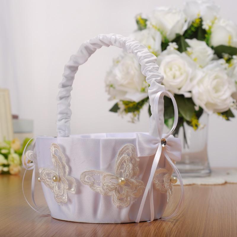 Direct supply from wedding product manufacturers: European-style wedding flower boys, flower baskets, creative hand-embroidered flower-scattering baskets, bows, and bride's wedding baskets Specification image