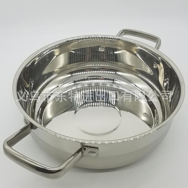 厂家直销不锈钢双耳汤锅高档家用火锅玻璃盖多用途汤锅礼品锅产品图