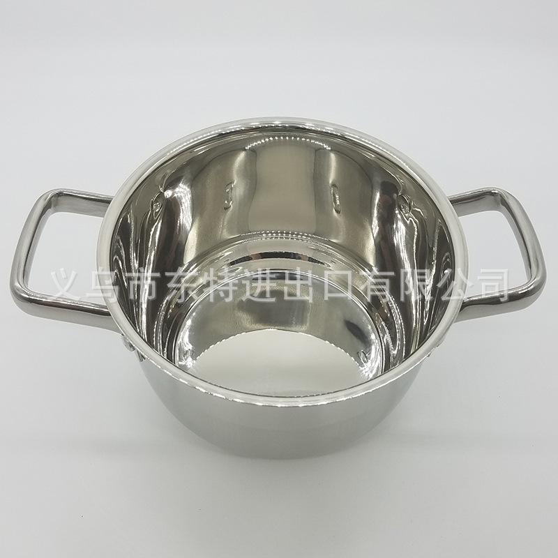 Factory direct sales of stainless steel double-ear soup pot, tea-colored glass lid double-bottom soup pot, high-end gift pot, household soup pot Item Picture