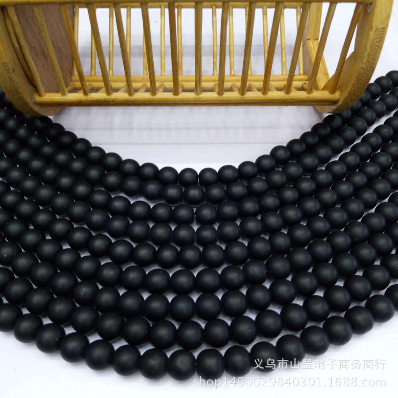 黑磨砂石光面圆珠 散珠稀土玻璃串珠手链 半成品批发DIY厂家直供