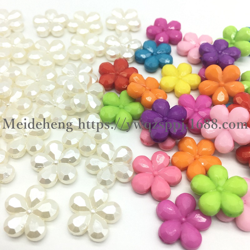 Solid color acrylic beads, ABS pearl jewelry, five-petal straight hole plum blossom beads, DIY earrings, plastic flower accessories details Picture