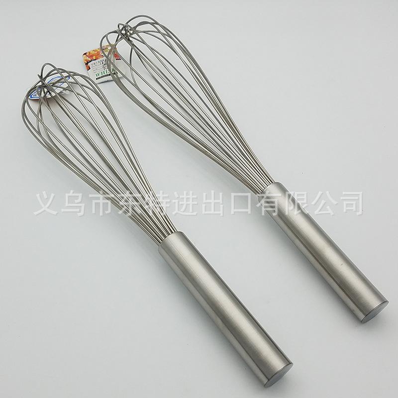 Factory direct sales of stainless steel egg beater with steel handle and 8-line manual mixer. Egg and cream beater for baking Specification image