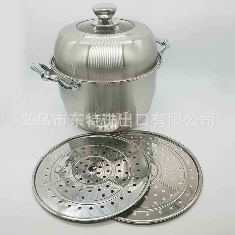 Factory direct sales of stainless steel steamers, combination LIDS, double-bottom steamers, composite steel multi-purpose steamers, high-end gift POTS details Picture
