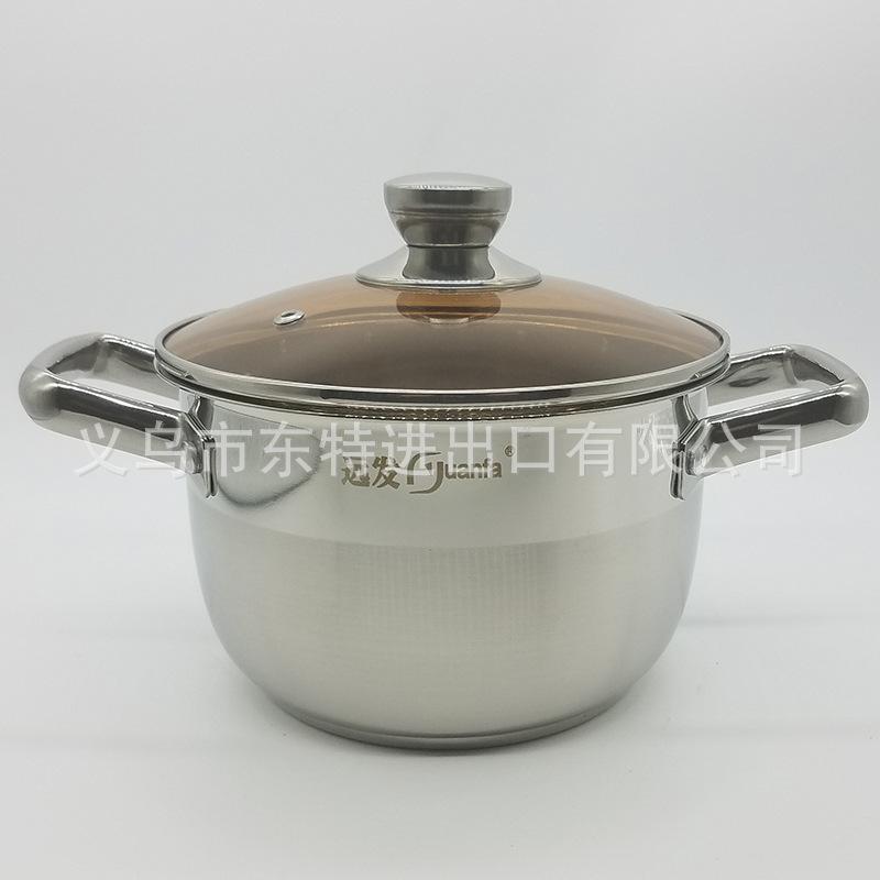 Factory direct sales of stainless steel double-ear soup pot, tea-colored glass lid double-bottom soup pot, high-end gift pot, household soup pot