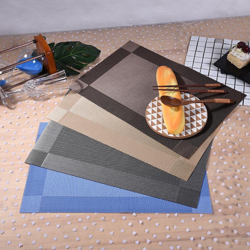 New Tesla pvc table mat Environmental protection non-slip PVC Western placemat diagonal frame placemat wholesale thermal insulation Western placemat