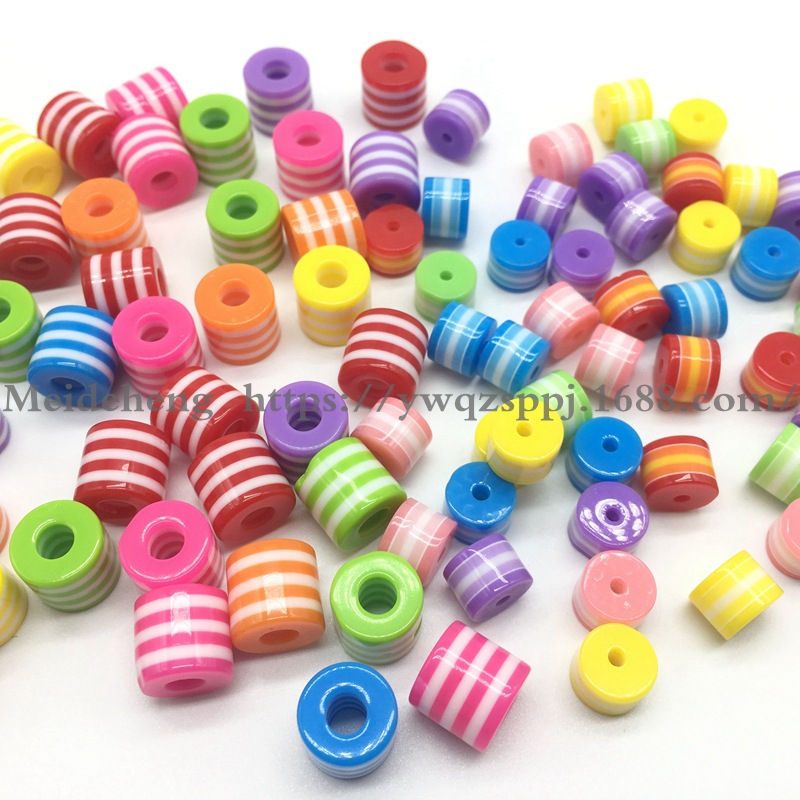 6MM-12mm colored striped resin beads cat's eye large hole cylindrical animal eye beads DIY jewelry accessories Item Picture