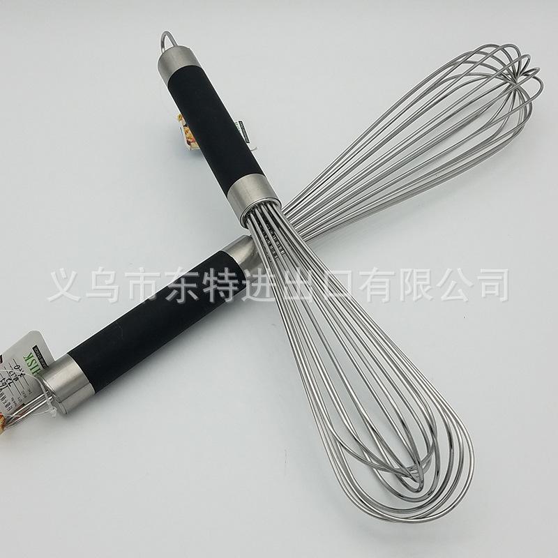 Factory direct sales of stainless steel egg beaters, high-end baking supplies, rubber-coated plastic handles, 8-line manual egg beaters Item Picture