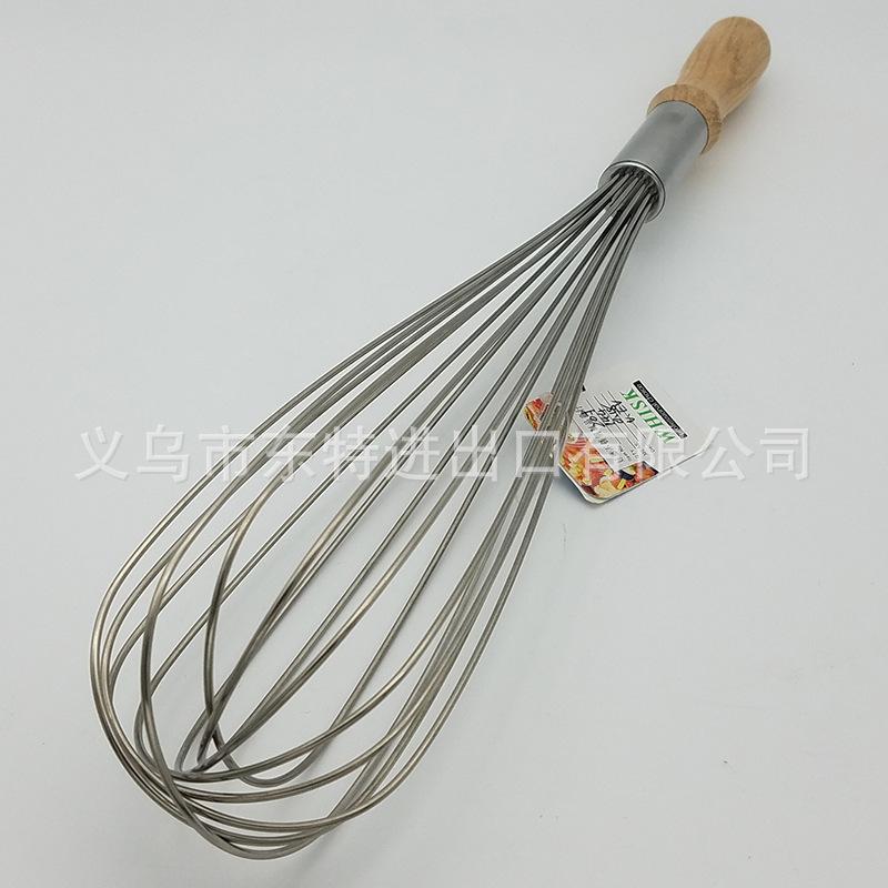 Factory direct sales of stainless steel egg beaters, 8-line oak handle stirrers, high-end manual egg beaters, baking utensils Specification image