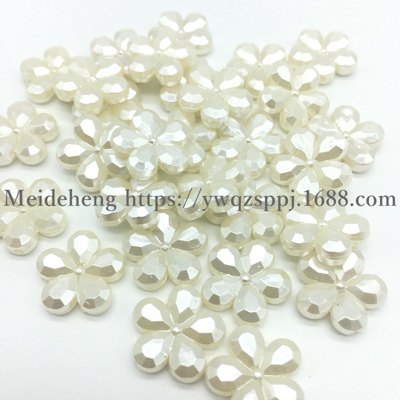 Solid color acrylic beads, ABS pearl jewelry, five-petal straight hole plum blossom beads, DIY earrings, plastic flower accessories Specification image