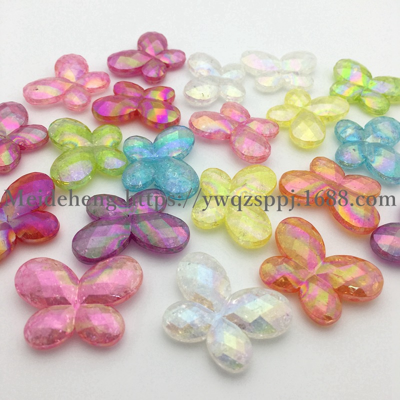 Alibaba hot-selling cracked acrylic straight hole beads diy handcrafted beaded necklace accessories Butterfly style material factory wholesale Specification image