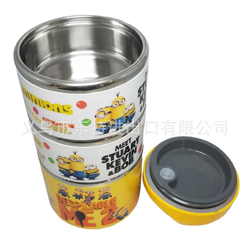 Stainless steel mini lunch box, cartoon 3-layer student lunch box, insulated picnic box, gift basket Application Scenario