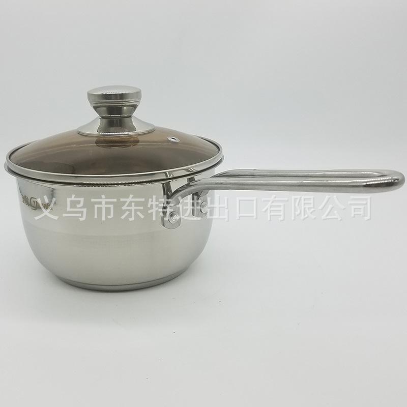 厂家直销不锈钢单柄奶锅家用小煮锅牛奶锅钢柄泡面礼品奶锅