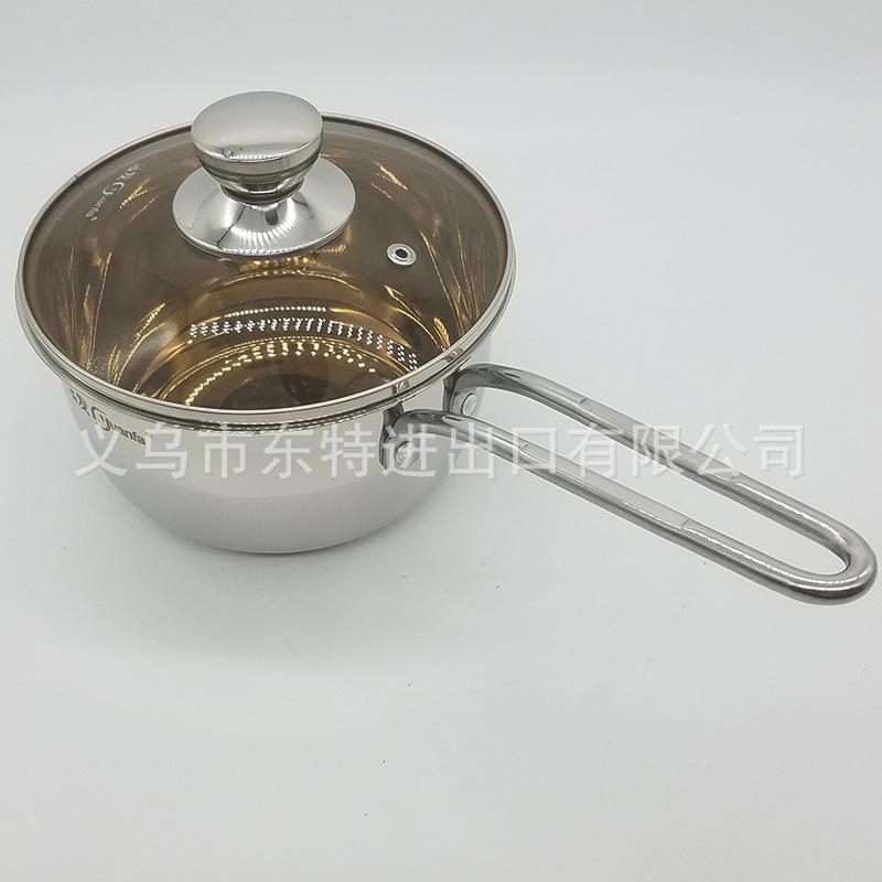Factory direct sales of stainless steel single-handle milk POTS, household small cooking POTS, milk POTS, steel-handled instant noodle gift milk POTS details Picture