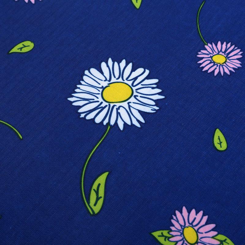 150D兰色菊花三分格印花PVC耐磨牛津布 户外用品箱包牛津布料白底实物图