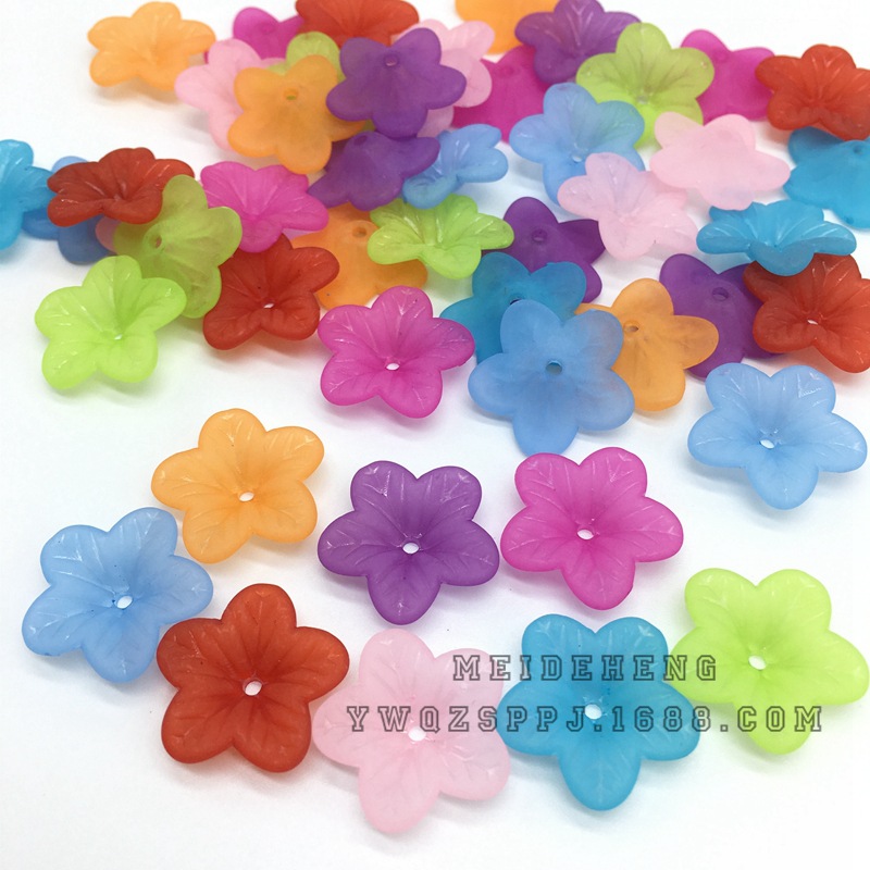 厂家直销5*18mm 磨砂花叶五瓣花珠 透明花叶 串珠饰品配件材料