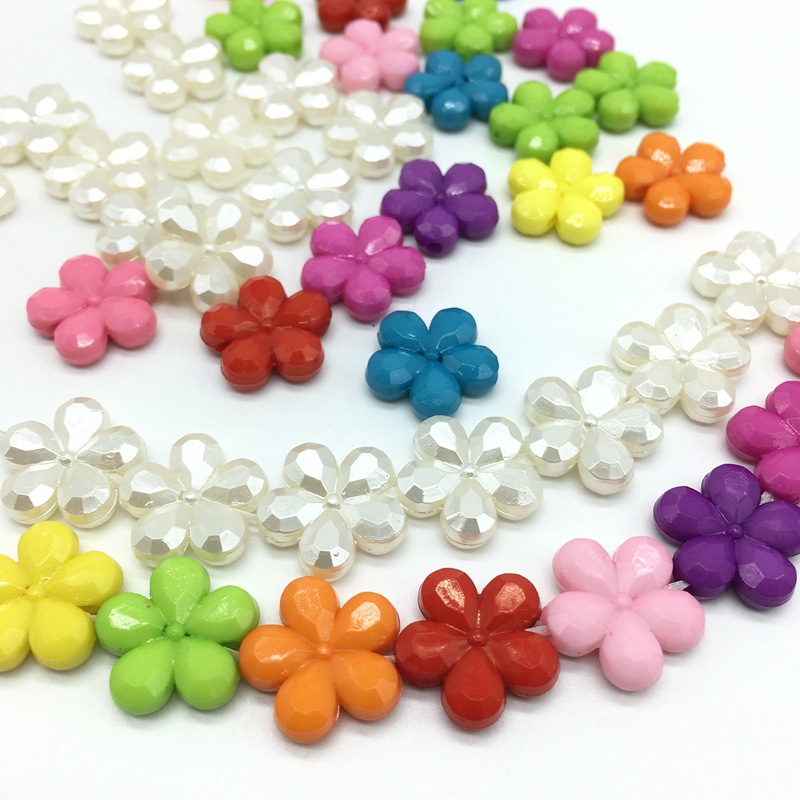 Solid color acrylic beads, ABS pearl jewelry, five-petal straight hole plum blossom beads, DIY earrings, plastic flower accessories