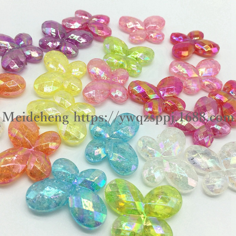 Alibaba hot-selling cracked acrylic straight hole beads diy handcrafted beaded necklace accessories Butterfly style material factory wholesale details Picture