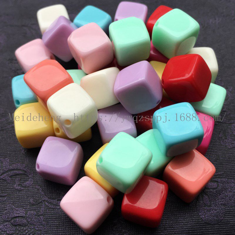 义乌美德恒 10mm彩色方珠侧角单孔耳钉用DIY手工串珠饰品配件