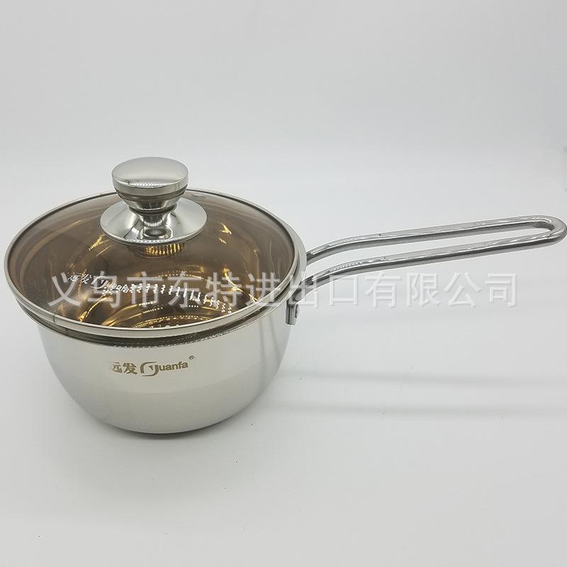 Factory direct sales of stainless steel single-handle milk POTS, household small cooking POTS, milk POTS, steel-handled instant noodle gift milk POTS Specification image