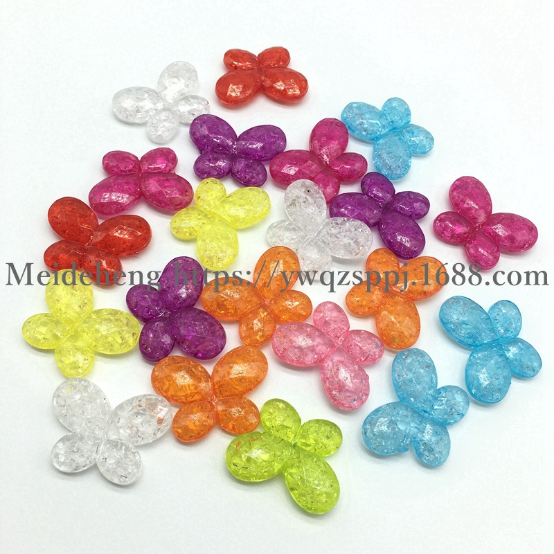 Alibaba hot-selling cracked acrylic straight hole beads diy handcrafted beaded necklace accessories Butterfly style material factory wholesale Item Picture