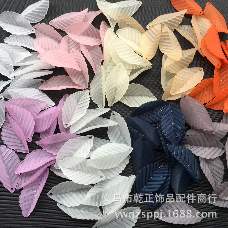 35mm frosted simulated acrylic plastic patterned leaf DIY ancient-style handcrafted hair accessory earrings material details Picture