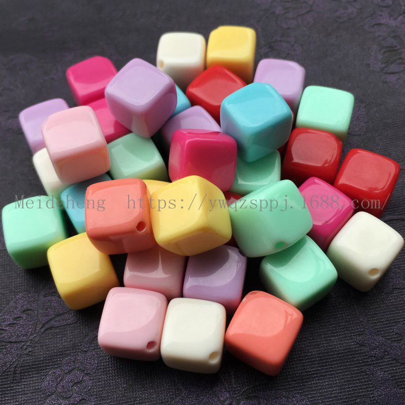 义乌美德恒 10mm彩色方珠侧角单孔耳钉用DIY手工串珠饰品配件产品图