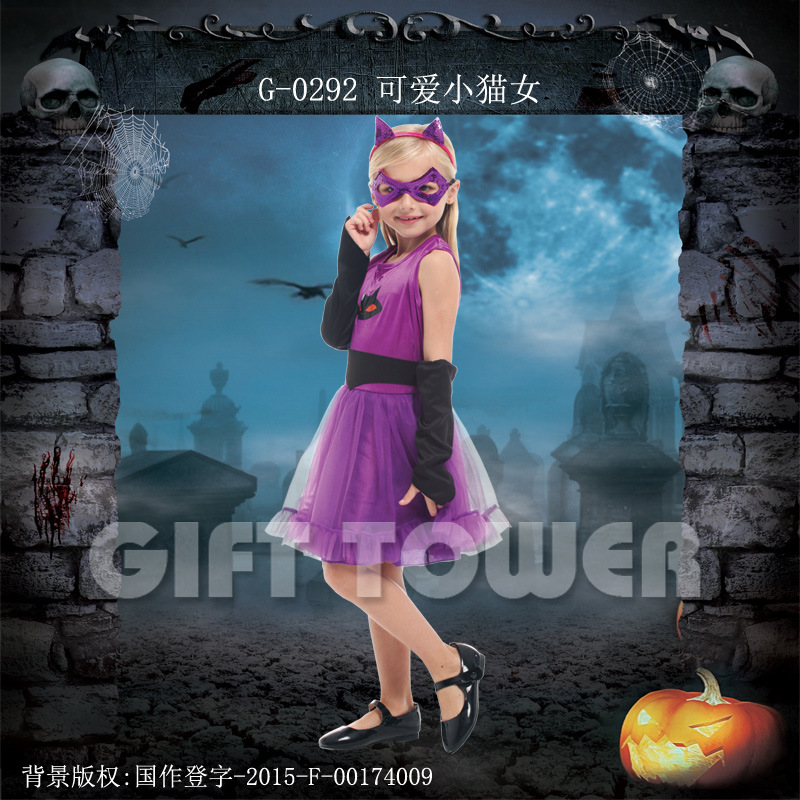 焕佑批发万圣节服装舞台表演服COSPLAY服装G-0292可爱小猫女产品图