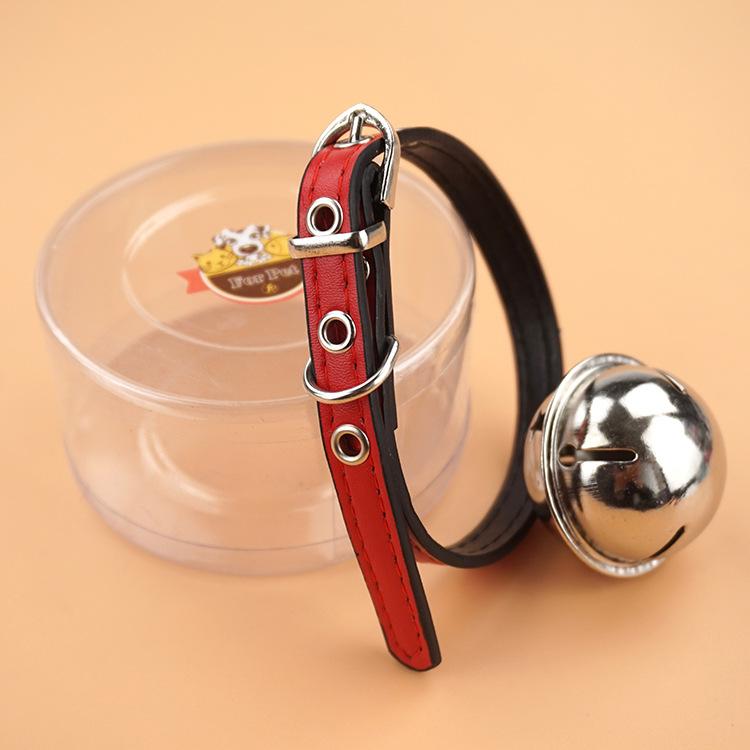 Bichon Frise Teddy, big bell, dog neck ring, leather pet vocal collar, pet supplies manufacturer direct sales and consignment details Picture