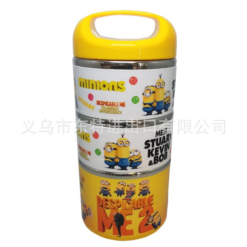 Stainless steel mini lunch box, cartoon 3-layer student lunch box, insulated picnic box, gift basket details Picture