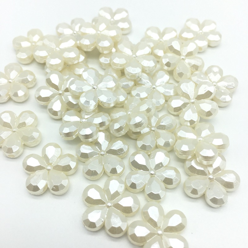 Solid color acrylic beads, ABS pearl jewelry, five-petal straight hole plum blossom beads, DIY earrings, plastic flower accessories undefined