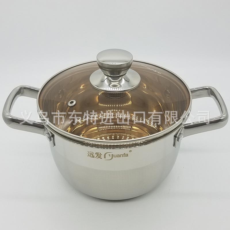 Factory direct sales of stainless steel double-ear soup pot, tea-colored glass lid double-bottom soup pot, high-end gift pot, household soup pot undefined