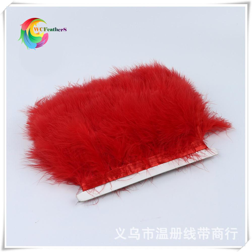 彩色火鸡毛布边血管绒裙8-10cm服装演出DIY饰品羽毛条大红色产品图