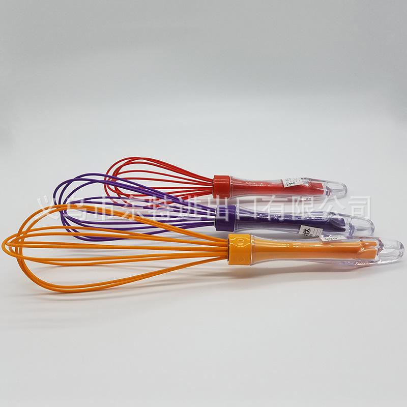 Wholesale of kitchen tools such as baking cake egg beaters and dough mixers, crystal handles, and silicone egg beaters Specification image