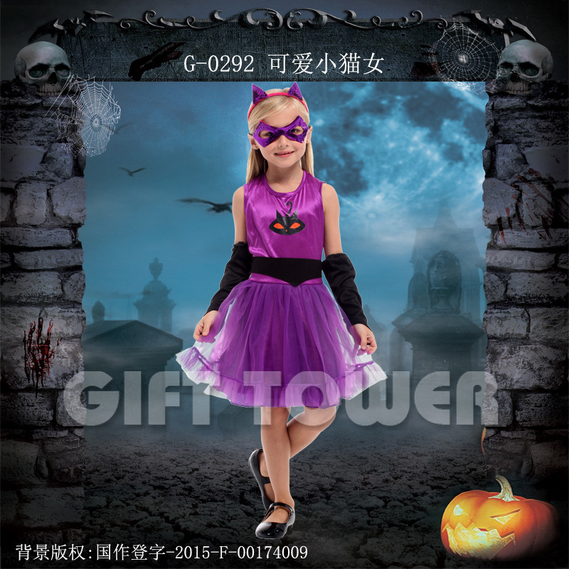 焕佑批发万圣节服装舞台表演服COSPLAY服装G-0292可爱小猫女细节图