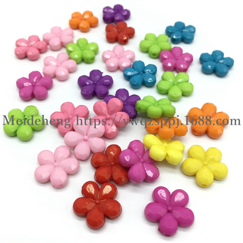 Solid color acrylic beads, ABS pearl jewelry, five-petal straight hole plum blossom beads, DIY earrings, plastic flower accessories Application Scenario