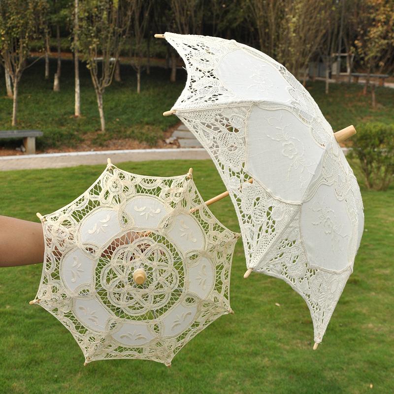 Wedding products are selling well. Wedding supplies: decorative umbrellas, court wedding lace umbrellas, bride lace umbrellas, white bridesmaids, flower girls, and wooden handle umbrellas details Picture
