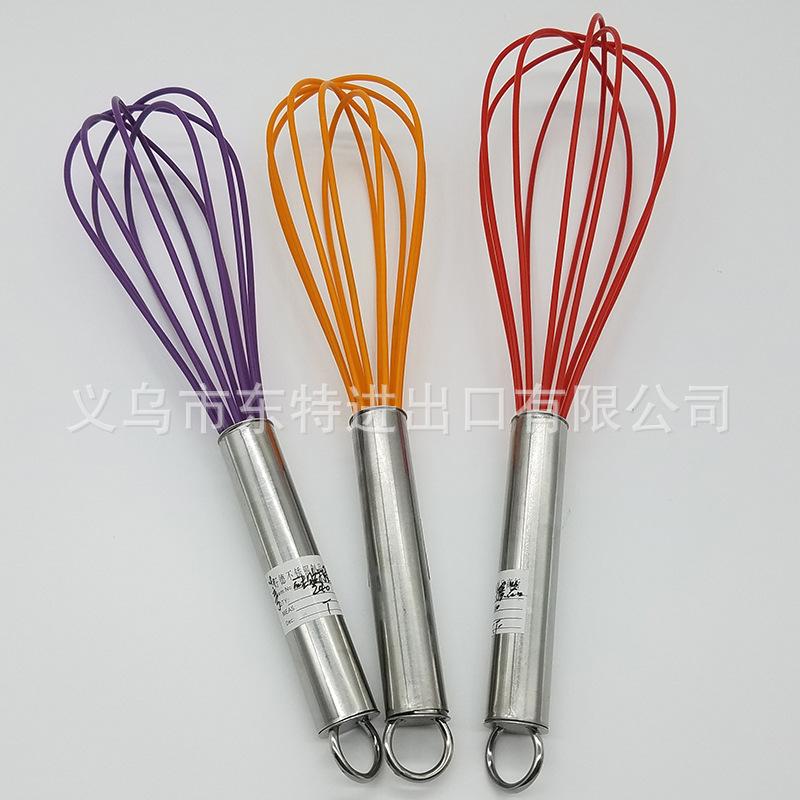 Wholesale of food-grade silicone stainless steel handle manual egg beaters, egg beaters and dough mixers for baking cakes details Picture