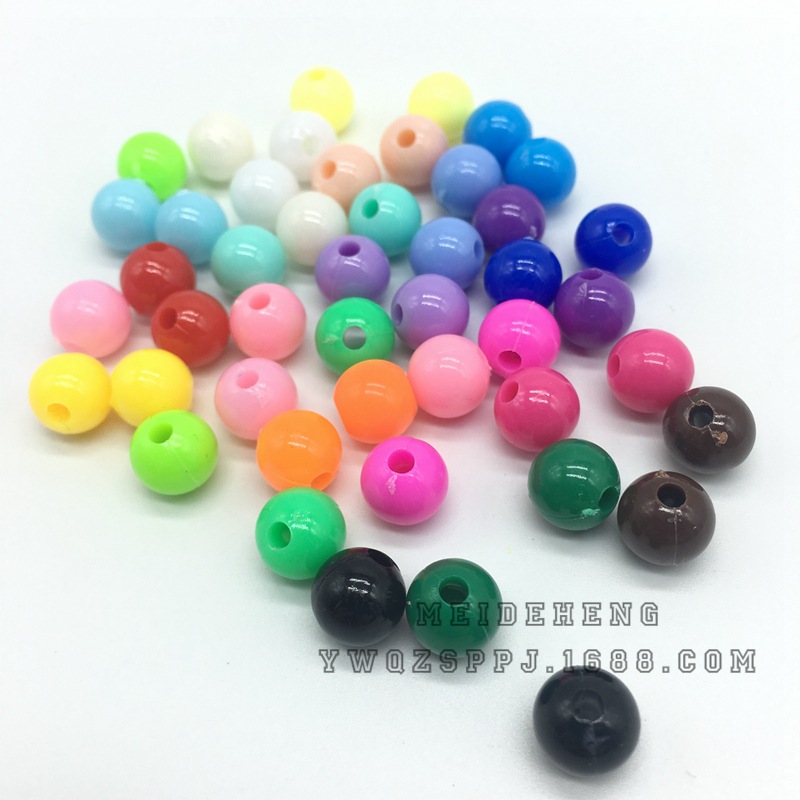 厂家直销 彩色直孔珠子 PS糖果色圆珠 diy儿童手工串珠散珠批发