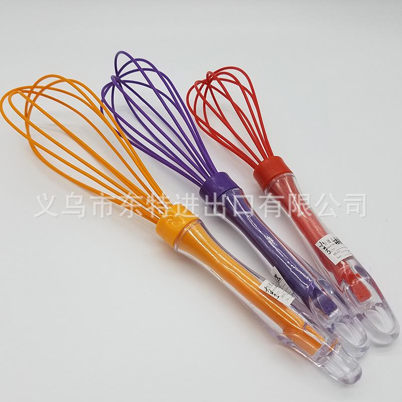 Wholesale of kitchen tools such as baking cake egg beaters and dough mixers, crystal handles, and silicone egg beaters details Picture