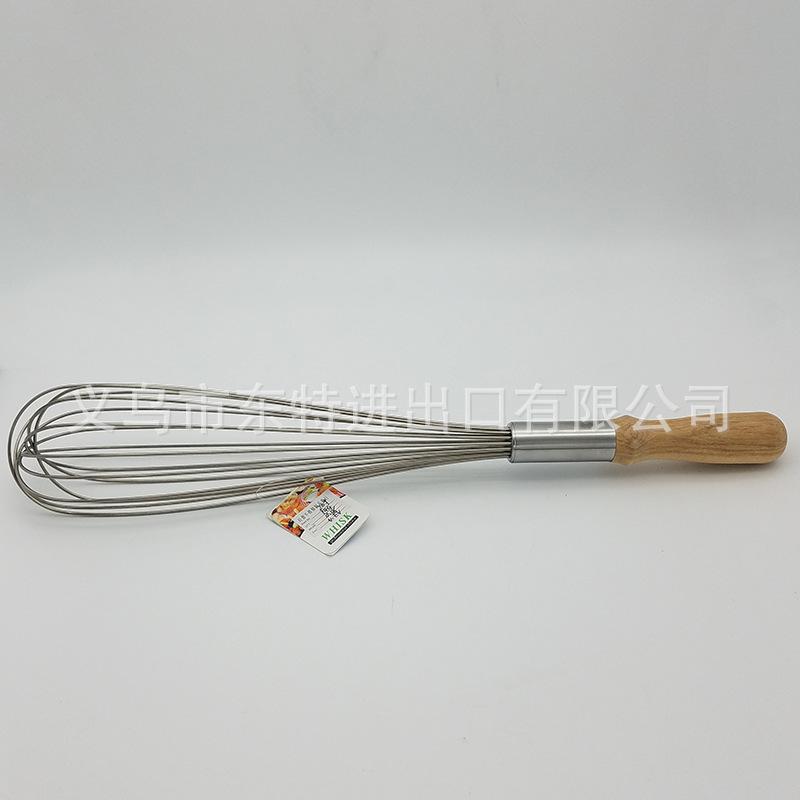 Factory direct sales of stainless steel egg beaters, 8-line oak handle stirrers, high-end manual egg beaters, baking utensils Application Scenario