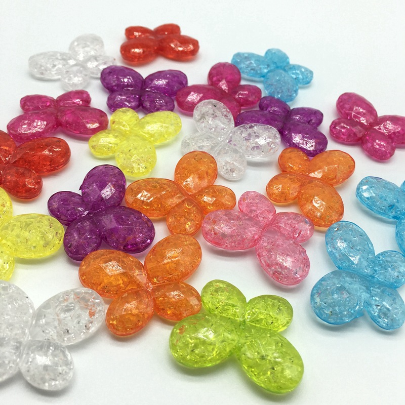 Alibaba hot-selling cracked acrylic straight hole beads diy handcrafted beaded necklace accessories Butterfly style material factory wholesale