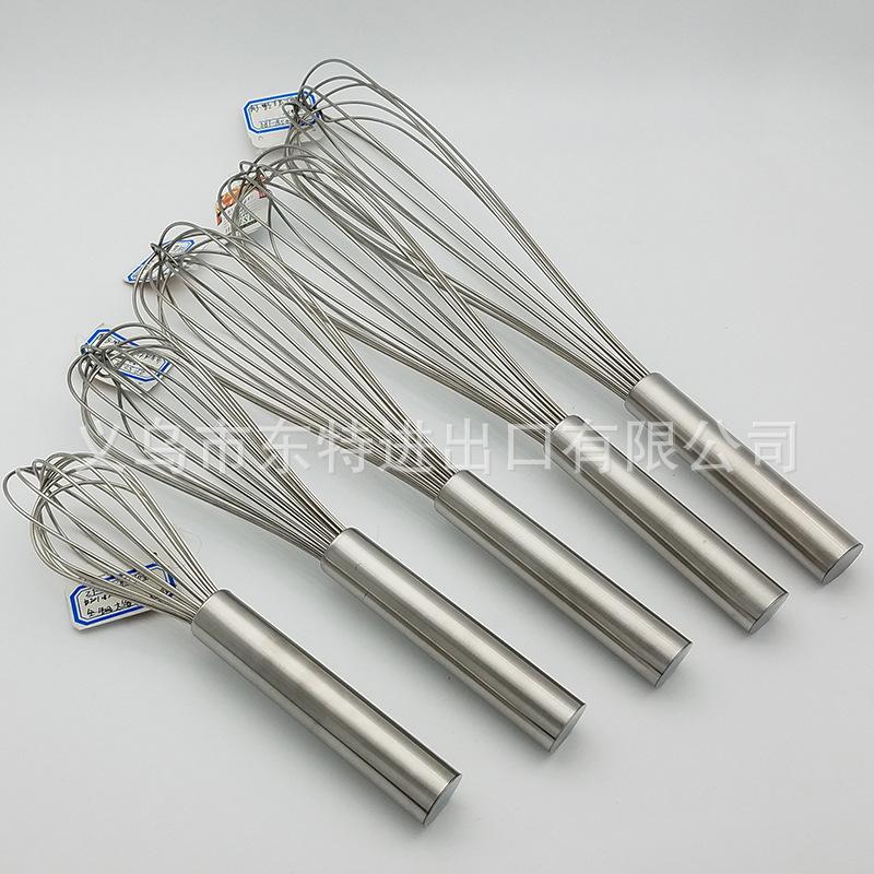 Factory direct sales of stainless steel egg beater with steel handle and 8-line manual mixer. Egg and cream beater for baking details Picture