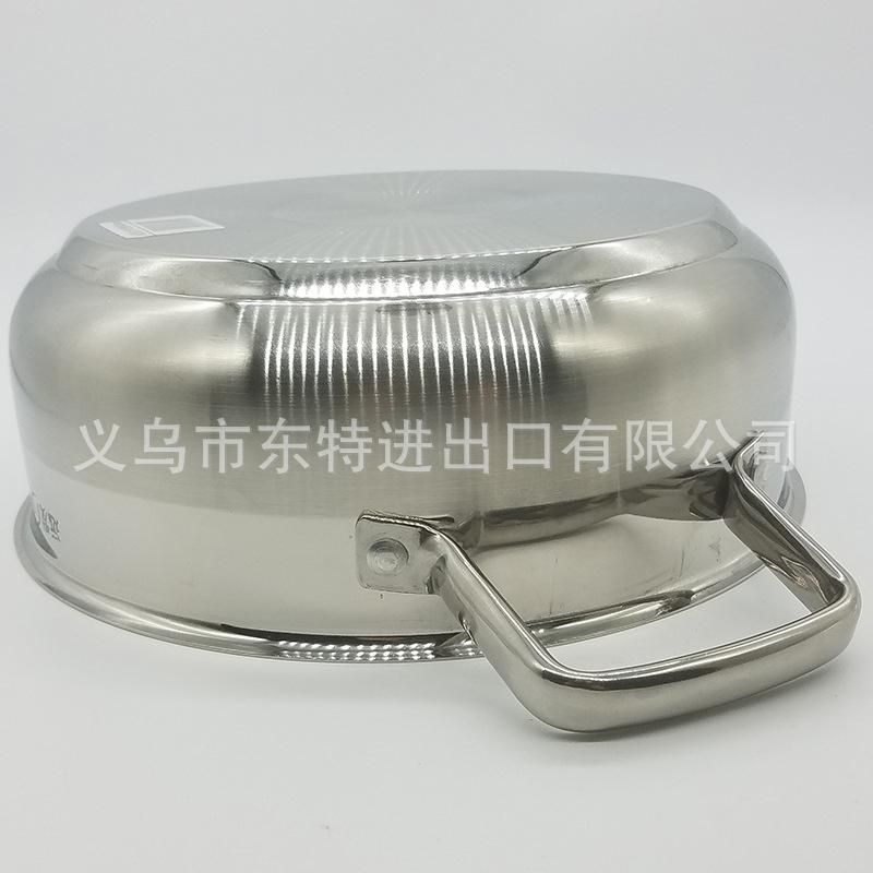 厂家直销不锈钢双耳汤锅高档家用火锅玻璃盖多用途汤锅礼品锅白底实物图