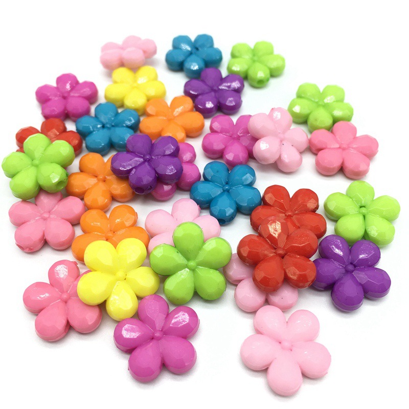 Solid color acrylic beads, ABS pearl jewelry, five-petal straight hole plum blossom beads, DIY earrings, plastic flower accessories undefined