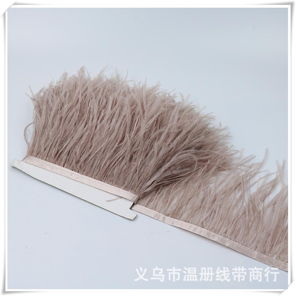 厂家供应鸵鸟毛布边南非进品羽毛服装裙边007酒红色10米起拍详情图7